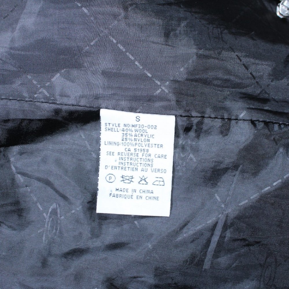 Vintage Oxygen Herringbone Wool Blend Belted Coat Black White Ribbed Collar - Picture 8 of 10